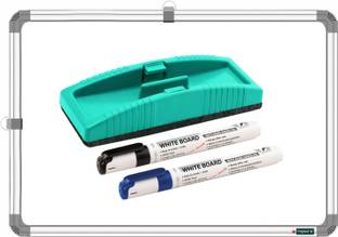ShelfKing Non Magnetic 1x1.5 Feet Double Sided White Board & Chalk board With Duster & 2 Marker Combo Whiteboards and Duster Combos