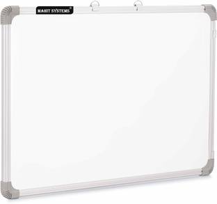 Mahit Systems Non Magnetic 1.5x2 Feet Non-Magnetic Double-Sided Whiteboard and Chalkboard | Ideal Use for Home, Office, Kids with Sliding Hanging Clips, Robust Aluminum Frame (41x59 Cms) Whiteboards