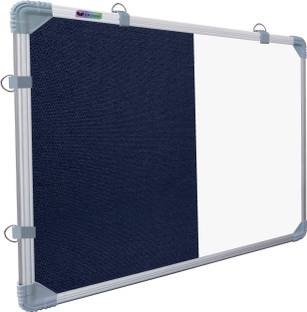 Eduway Combination Board 1.5X2 Feet (Non Magnetic Whiteboard with Blue Pin-up Notice Board) with 20 Push Pins for Home, Office & School, Heavy-Duty Aluminium Frame Combination Board Bulletin Board