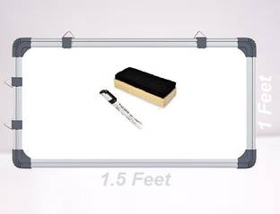 प्रेहा द स्मार्ट चॉइस नॉन मैग्नेटिक वुडन डस्टर 1x1.5 ft. डबल-साइडेड व्हाइट बोर्ड एंड चॉकबोर्ड कॉम्बो 1 D + 1 M व्हाइटबोर्ड और डस्टर का कॉम्बो