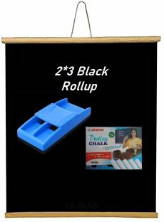 Saawariya Study Point Regular 2*3 Ft Non-Magnetic Rollup Wooden Black Chart With 1 Plastic Duster, 1 Box Chalk Whiteboards and Duster Combos