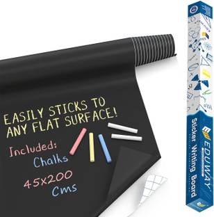 Eduway Non Magnetic 45x200 cm Black Board Sticker | Wall-Mounted Chalkboard Roll for Home, School Office | Easy to Install, Durable & Customizable | Includes 5 Colorful Chalks Blackboards