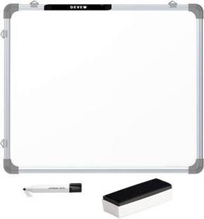 Devew Non Magnetic Plastic Melamine Double Sided Whiteboard 1.5X2 Feet |One Side Whiteboard Surface and Other Sided Green Chalk Board Surface|With 1 Non-magnetic Plastic Duster And 1 Marker| Whiteboards and Duster Combos