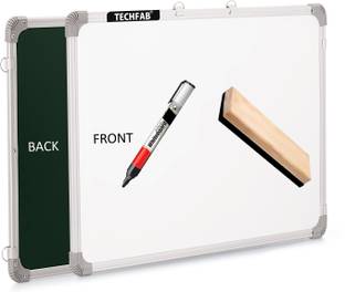 Techfab Non Magnetic Melamine Regular Whiteboard 2X2 ft one Side White Marker and Reverse Side Chalk Board Surface with 1 Marker and 1 Duster Whiteboards and Duster Combos