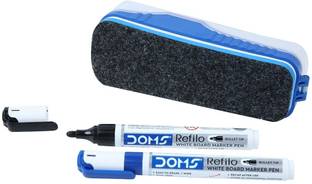 DOMS Magnetic Fine Magnetic Whiteboard Duster Marker Set XO Pen Free Dusters