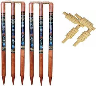 DABODIA SPORTS 6 Wooden Stumps & 4 Bails (2 Wicket Set)