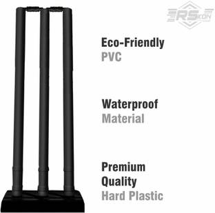 RSKON Full Size Plastic Cricket Wickets Set | 3 Stumps with Base & 2 Bails |