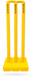 Hyrise Heavy Plastic Cricket Stumps Set - 3 Stumps + 2 Bails + 1 Stand (Yellow)