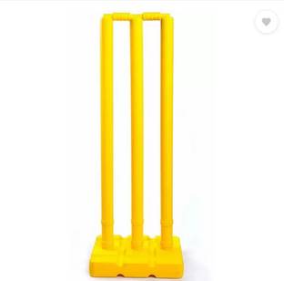 CRAKK Super Strong Yellow Pvc Wicket with 3 stamps and 2 Bails 1 Base