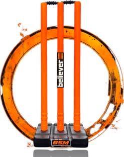 BSM HARD PLASTIC ORANGE BELIEVER CRICFREAK STUMP SET WITH CLEAR BAG