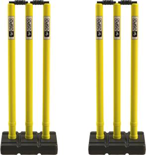 OSPO SPORTS Plastic Stump Set (Set of 2) - 6 Stumps, 2 Base and 2 Bails