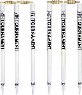 Aenox Cricket Wooden Stumps Wickets (Eucalyptus Heavy Wood) Set of 6 with 4 Bails