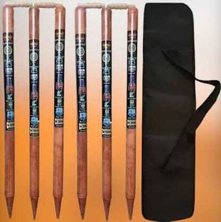 UTE SPORTS natural brown set of 3 stumps & bails With Cover-