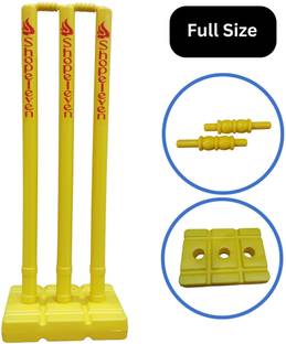 GJSHOP Plastic Cricket Stumps Set, 3 Stumps 2 Bails 1 Stand, Wickets for Cricket Ground