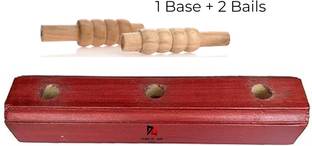 Infaspo Stumps Stand Wooden Cricket Red Wicket Stand with 2 Bails