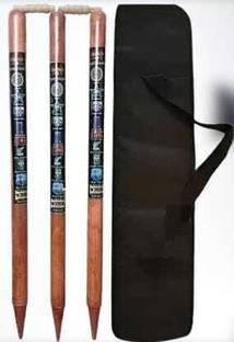 Hyper Natural Brown Set of 3 Stumps With Bails & Bag (Brown)