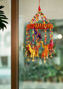 Fashion Art Beautiful /Colorful Elephant Wind Chime /Jhoomer /Wall Hanging / Door Hanging /Handicraft Item For Home Decor / Office Decor /Living Room / Outdoor Hanging /Indoor Hanging Paper Windchime