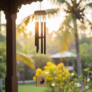 Lilone 7 Pipe Positive Energy Home Balcony Window Chimes Aluminium, Wood Windchime