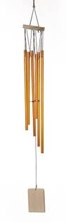 Tejgiftss Feng Shui Long Metal Wind Chime with 6 Golden Pipes for Positive Energy Aluminium Windchime