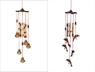 Lucky N Awesome Lucky Antique Happyman Dolphin Wind Chimes For Positivity & Gifting (Pack of 2) Aluminium Windchime