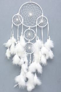 DHRUVTAR STORE Dhruvtar Dream Catcher DT01 Nylon, Wood, Feather, Wool Windchime