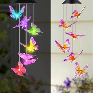 Ekhasa Solar Butterfly Wind Chimes | Windchime for Balcony | Plastic, Glass Windchime