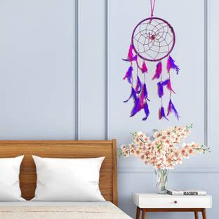 Rajmart Global Handmade Diwali Decoration Door Hanging Pooja Room Festival Office Bedroom Décor Feather, Nylon, Iron Dream Catcher