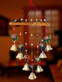 Ryme Elephant Handcrafted Rajasthani Wind Chime Door/Wall Hanging Wood Windchime