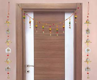 RUSHVILLE JAIPUR ACE Traditional Rajasthani Handmade Bandarwal Toran with Beautiful Bells Paper Windchime