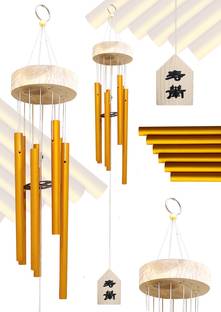 Plus Value 6 Pipe Wind Chime for Home Aluminium, Wood Windchime