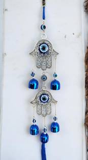 Mooz Double Hamsa Hand Evil Eye Wind Chimes For Home Copper Windchime