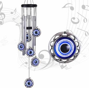 suthar Evil Eye Metal Wind Chime with Hanging Discs – Protective & Decorative Aluminium, Plastic Windchime