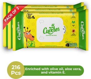 Cuddles SUPER WIPES Enriched with Aloevera, Olive Oil and Vitamin E (Pack of 3)