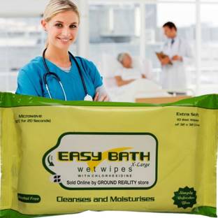 easy bath Wet Wipes 4 Packs (40 pulls). 10 Wipes/Pack– 32x32cms with 10 FREE Disposal Bags
