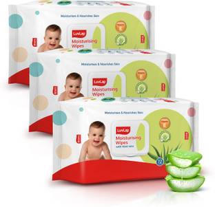 LuvLap Paraben Free wipes for baby with Aloe Vera, 72 wipes/pack with Lid