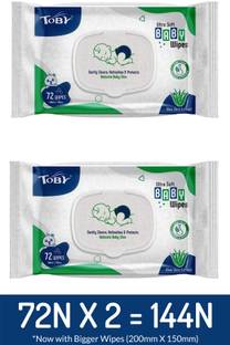 TOBY Baby Wet Wipes with Lid | Paraben & Sulfate Free (Pack of 2)