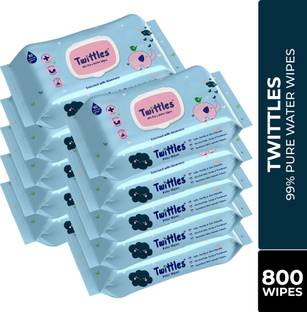 Twittles Soft Baby Cleansing Wipes With Lid, 99% Water & Aloe Vera,Vegan & Safe