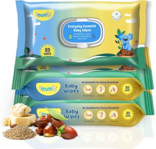 Mumta Soft Cleansing Baby Wipes with Aloe Vera & Vitamin E - 80 Counts/Pack (Set of 3)