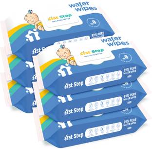 1st Step 99% Pure Water Wipes With Lid, Made With Organic 100% Biodegradable Fabric