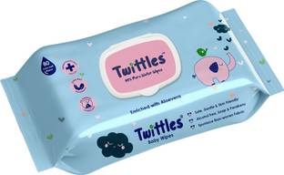 Twittles Soft Baby Cleansing Wipes With Lid, 99% Water & Aloe Vera,Vegan & Safe