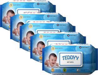 TEDDYY Baby Soft Wet Wipe with Lid | Pack of 5 | With Aloe Vera and Vitamin E