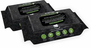SCEPTO SHIELD Pack of 2 Disinfectant Wet Wipes Multi-Purpose ,Travel Friendly Cleaning Wipes