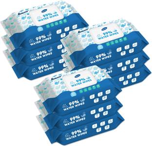 DIGNITY 99% Water Wipes Enriched with Aloe Vera and Vitamin E, 150x200 mm, 80 Wipes/Pack (Pack of 9) 720 Wipes