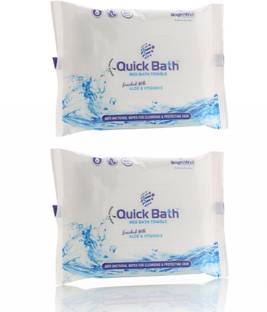 QUICK BATH Bed Bath Wet Wipes for Adults and Patients, Pack of 2 (10 Wipes/Pack)