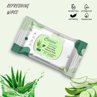 Cursive Women's Extra Cool Cleaning, Sanitizing Wet Wipes ,Makeup Remover Facial Tissues