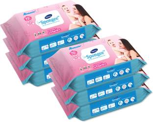 DIGNITY Spongee Baby Wet Wipes, 150 x 200 mm, 72 Wipes/Pack (White, Pack of 6, 432 Wipes)