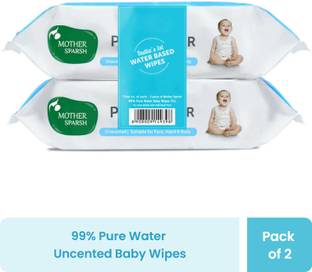 Mother Sparsh 99% Pure Water Based Baby Wipes (Unscented) - Natural Plant made cloth - Super Thick Fabric ,72 Wipes Each , Pack of 2