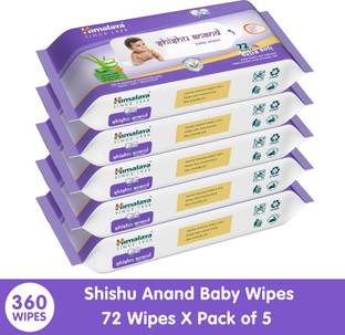 HIMALAYA Shishu Anand Baby Wipes, 72 Wipes - Pack of 5 | Buy 4 Get 1 FREE