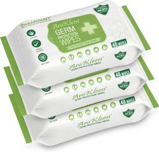 ARO KLEEN Germ Protection Wipes, Disinfectant Wet Wipes for Skin & Surfaces (Pack of 3)
