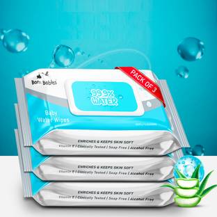 Born Babies Advanvced 99.9% Pure Water Baby Wipes - 72 Pcs/Pack of 3